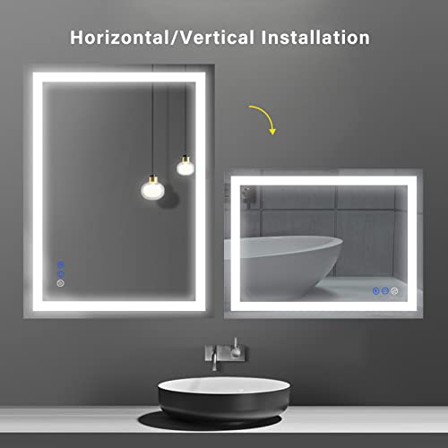 Dimmable Anti-Fog LED Bathroom Mirror 32x24 inches