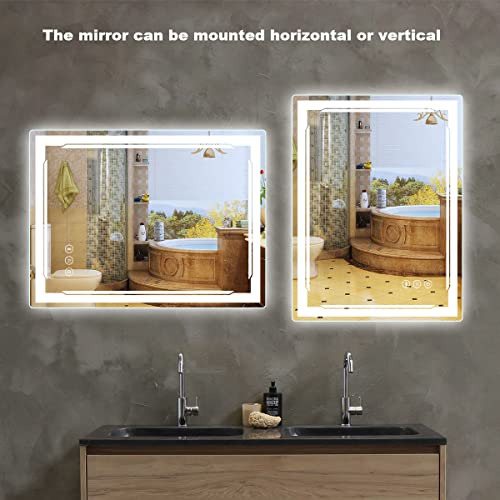 Lighted Bluetooth Bathroom Mirror with Dimmable LED