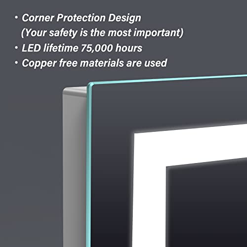 Dimmable Anti-Fog LED Bathroom Mirror 32x24 inches