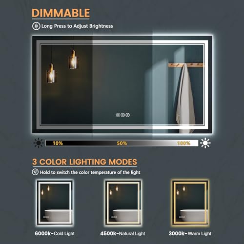 SOGOLINE 55x30 Inch Smart Lighted Bathroom Mirror