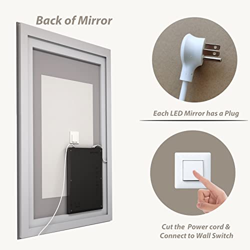 Dimmable Smart LED Bathroom Mirror, 40x32