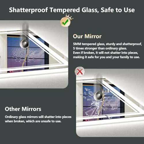 AWANDEE 30x36 Dimmable LED Bathroom Mirror