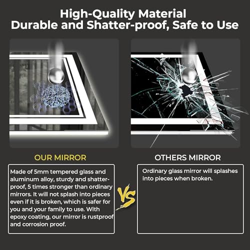 AWANDEE 30x36 Dimmable LED Bathroom Mirror