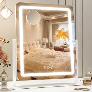 ROLOVE Vanity Mirror with Touch Lights and Magnification