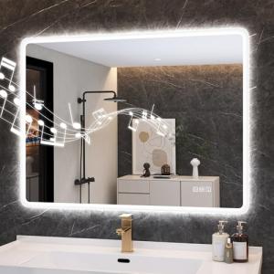 32"x24" LED Bathroom Mirror with Bluetooth Speaker