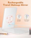 Rechargeable Travel Makeup Mirror with Lights and Magnification