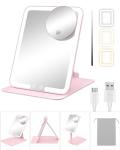 Gospire Pink Travel Makeup Mirror with Lights 10X