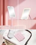 Gospire Pink Travel Makeup Mirror with Lights 10X