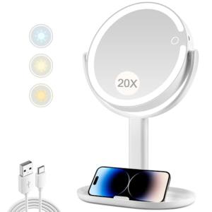 MIYADIVA Lighted Makeup Mirror with 20X Magnification