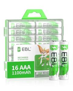 EBL 16-Pack Rechargeable AAA Ni-MH Batteries 1100mAh