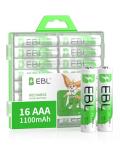 EBL 16-Pack Rechargeable AAA Ni-MH Batteries 1100mAh