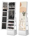 Nicetree 360° Swivel Jewelry Cabinet with Mirror
