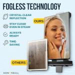 Fogless Shower Mirror with Adhesive Hook and Squeegee