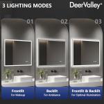 DeerValley 32" x 40" Smart LED Bathroom Mirror