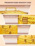 Gold Makeup Case with Lighted Mirror and Drawer