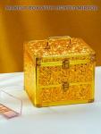 Gold Makeup Case with Lighted Mirror and Drawer