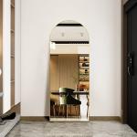 Gold Arched Full Length Floor Mirror with Stand