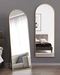 Gold Arched Full Length Floor Mirror with Stand