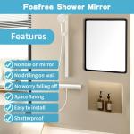 Fog-Free Shower Mirror with 3M Adhesive Black Frame