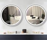 30-Inch Black Round LED Bathroom Mirror with Lights
