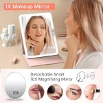 FUNTOTECH Large Rechargeable Travel Makeup Mirror with Lights