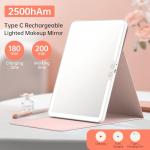 FUNTOTECH Large Rechargeable Travel Makeup Mirror with Lights