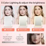 FUNTOTECH Large Rechargeable Travel Makeup Mirror with Lights