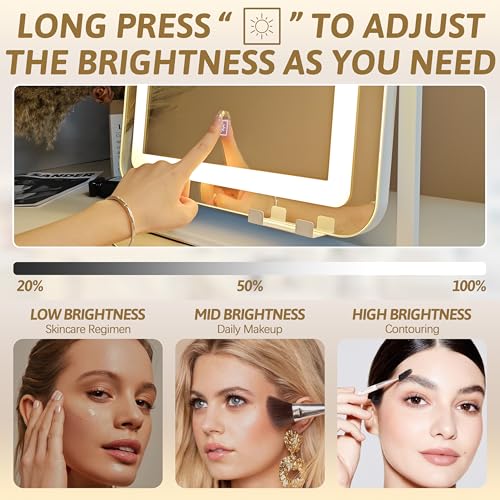 ROLOVE Vanity Mirror with Touch Lights and Magnification