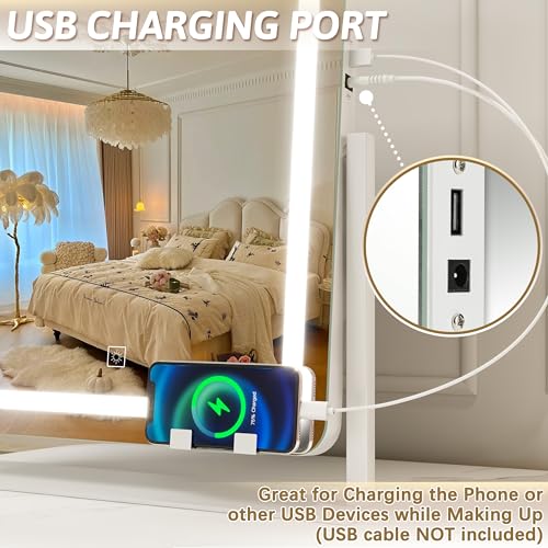 ROLOVE Vanity Mirror with Touch Lights and Magnification