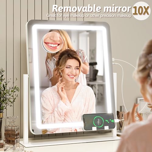 ROLOVE Vanity Mirror with Touch Lights and Magnification