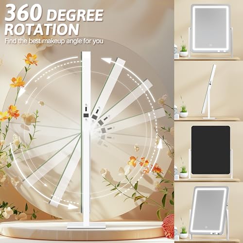 ROLOVE Vanity Mirror with Touch Lights and Magnification