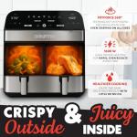 Gourmia 10 Qt Dual Basket Air Fryer Black