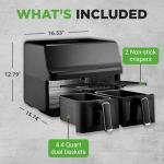 NutriChef 8.8 QT Double Basket Air Fryer