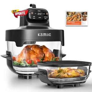 Kismile 5-in-1 Glass Air Fryer with Dual Bowls