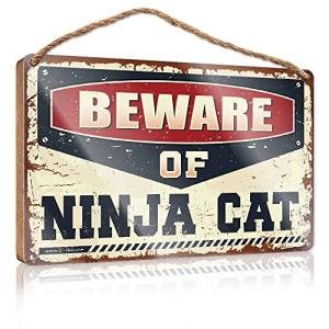 Ninja Cat Wooden Sign for Bedroom Decor