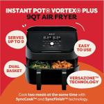 Instant Pot VersaZone 9QT Air Fryer,8-in-1 Functions with EvenCrisp Technology, Crisps,Broils, Bakes,Roasts, Dehydrates,Reheats at Same or Different Temperature, from the Makers of Instant Pot, Black