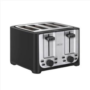 bella 4 Slice Toaster with Auto Shut Off, Extra Wide Slots & Removable Crumb Tray and Cancel, Defrost & Reheat Function, Toast Bread & Bagel, Black