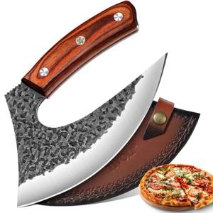 TIVOLI Ulu Knife with Sheath and Rosewood Handle