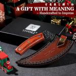 TIVOLI Ulu Knife with Sheath and Rosewood Handle