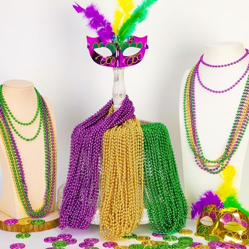 50PCS Mardi Gras Beads in Green, Purple, Gold