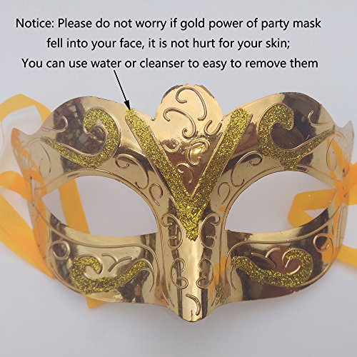 Pack of 12 Gold Plated Masquerade Party Masks
