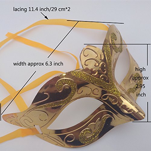 Pack of 12 Gold Plated Masquerade Party Masks
