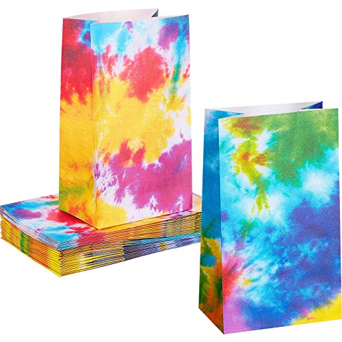 24 Tie Dye Paper Bags for Colorful Parties