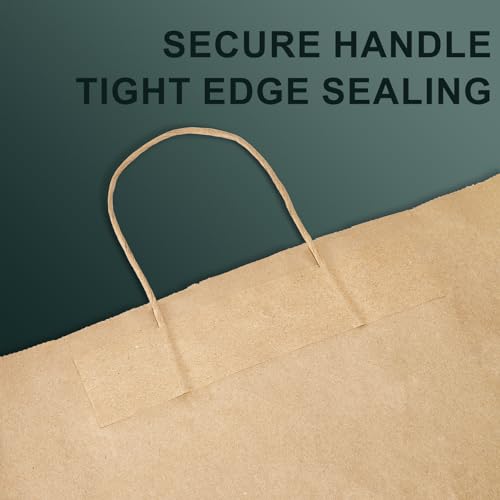 Brown Kraft Gift Bags Handles 5.25x3.75x8" 50Pcs