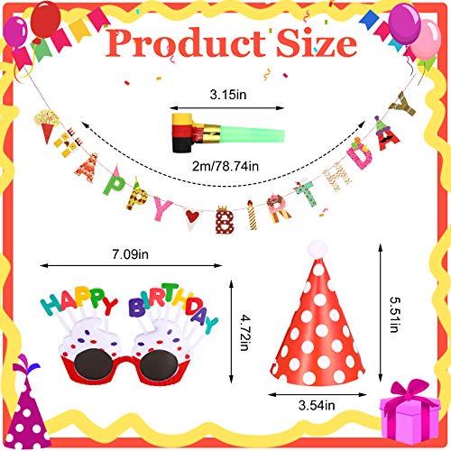 Classic Birthday Party Set with Hats, Banner, Glasses