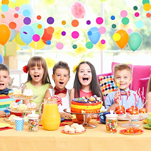 Rainbow Dots Confetti Garland Circle Streamers Party Backdrop