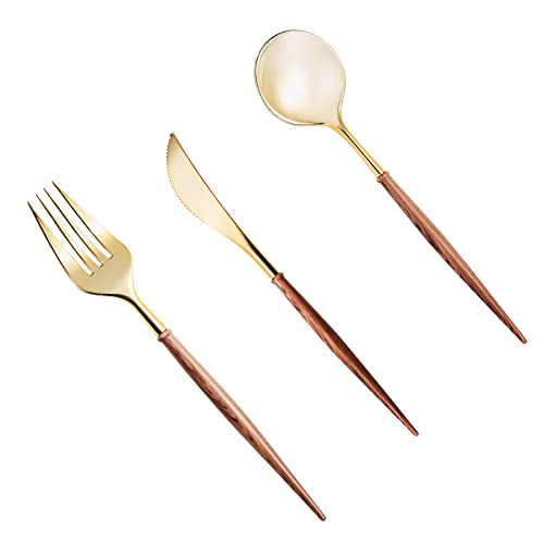 Elegant Gold Disposable Cutlery Set for Wedding Party