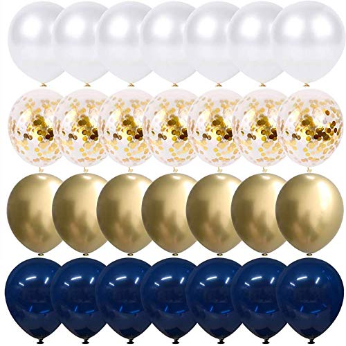 50 Navy Blue and Gold Party Balloons Set