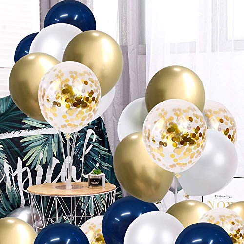 50 Navy Blue and Gold Party Balloons Set