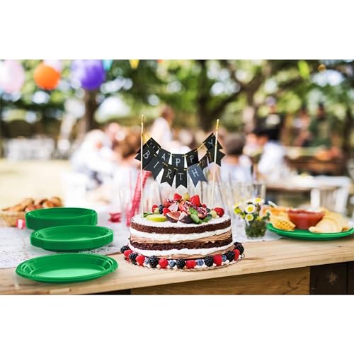 Green Plastic Party Plates Combo 100-Pack